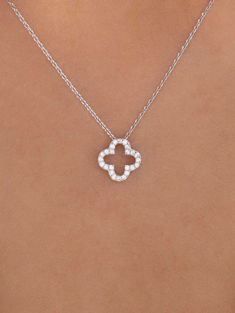 Inlaid Zircon Clover Pendant Necklace - MimiStylez