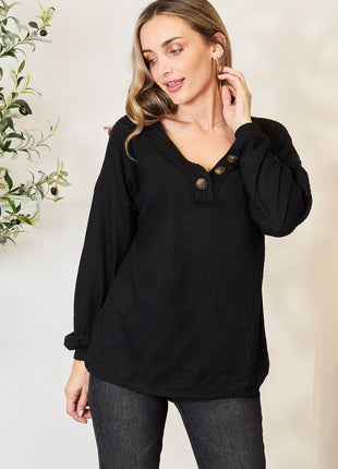 Zenana Buttoned Long Sleeve Blouse - MimiStylez