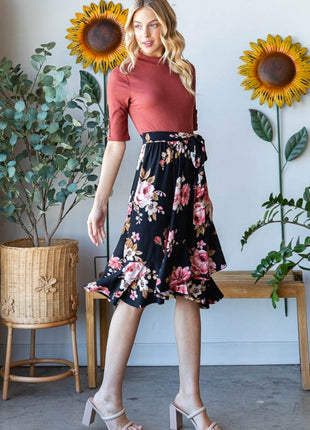Reborn J Floral Wrap Ruffle Hem Skirt - MimiStylez