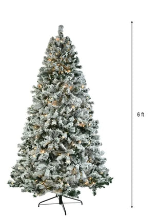6 FT Pre-lit Snow Flocked Christmas Tree