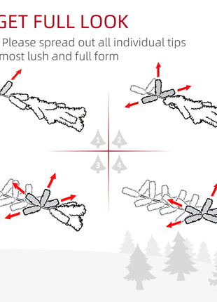 6.5FT Pre Lit Christmas Tree Artificial Xmas Tree With 450 Multi-Color LED Lights, 1227 Branch Tips, Metal Base