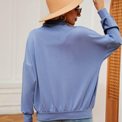 Half-Zip Dropped Shoulder Sweatshirt - MimiStylez