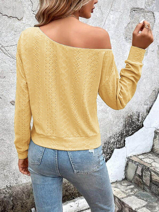 Eyelet Dropped Shoulder Blouse - MimiStylez