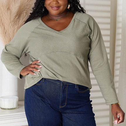 Culture Code Full Size V-Neck Long Sleeve T-Shirt - MimiStylez