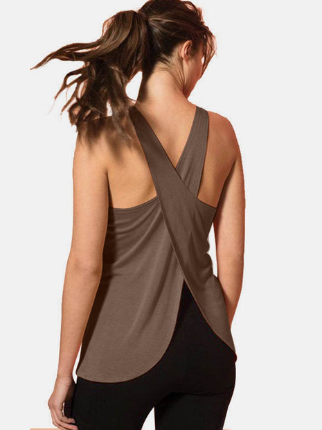 Crisscross Scoop Neck Active Tank - MimiStylez