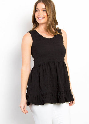 Be Stage Ruffled Sleeveless Babydoll Top - MimiStylez