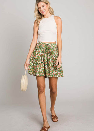 Cotton Bleu by Nu Label Floral Printed Smocked Waist Skorts - MimiStylez