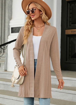 Open Front Long Sleeve Cardigan - MimiStylez