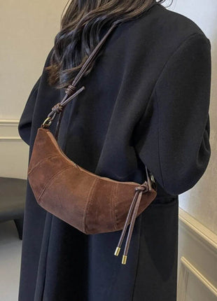 PU Leather Strap Suede Shoulder Bag - MimiStylez