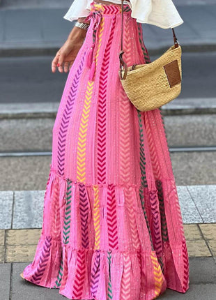 Drawstring Geometric High Waist Skirt - MimiStylez