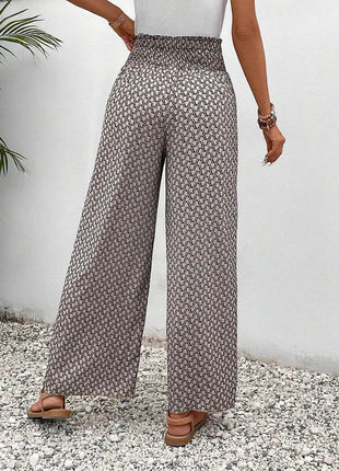 Tied Printed Wide Leg Pants - MimiStylez