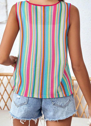 Striped Wide Strap Tank - MimiStylez