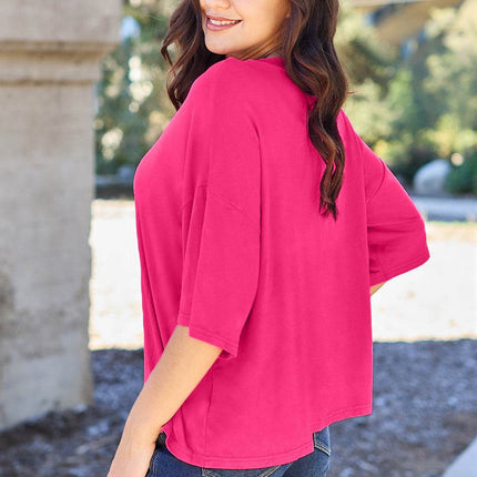 Basic Bae Full Size Round Neck Drop Shoulder T-Shirt - MimiStylez