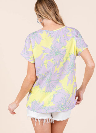 BOMBOM Floral Short Sleeve T-Shirt - MimiStylez