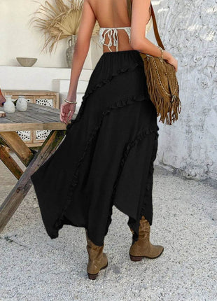 Devine Slit Drawstring Ruffled Skirt - MimiStylez