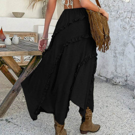 Devine Slit Drawstring Ruffled Skirt - MimiStylez