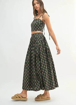 MABLE Floral Crop Top and Skirt Set - MimiStylez