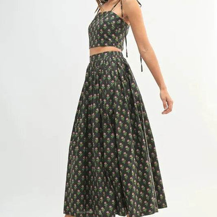 MABLE Floral Crop Top and Skirt Set - MimiStylez