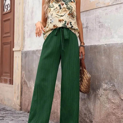 Printed Tank Top and Wide Leg Pants Set - MimiStylez