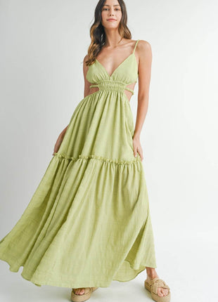 MABLE Cutout Waist Backless Maxi Dress - MimiStylez