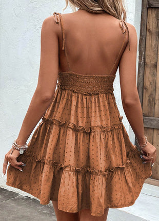 Frill Spaghetti Strap Tiered Dress - MimiStylez