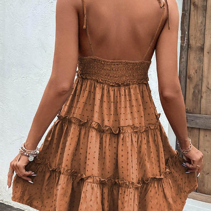 Frill Spaghetti Strap Tiered Dress - MimiStylez