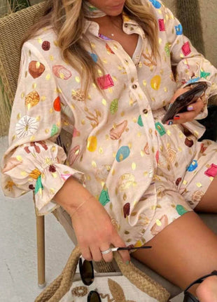 Colorful Print Shirt and Shorts Matching Set - MimiStylez