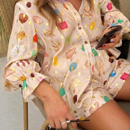 Colorful Print Shirt and Shorts Matching Set - MimiStylez