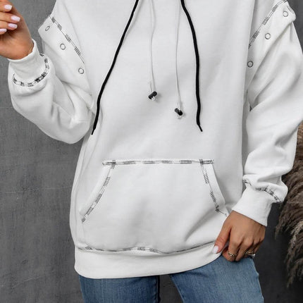 Drawstring Kangaroo Pocket Dropped Shoulder Hoodie - MimiStylez