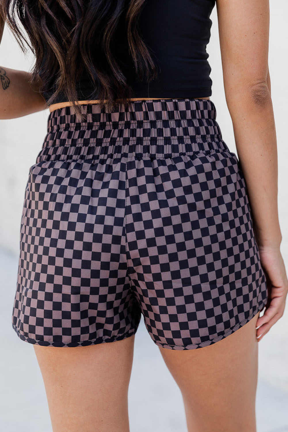 Shorts con cintura elástica a cuadros