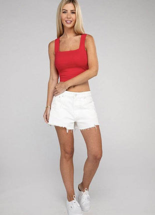 Cotton Square Neck Cropped Cami Top - MimiStylez