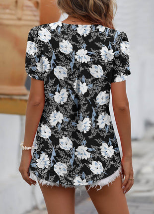 Ruche V-Neck Petal Sleeve Top - MimiStylez