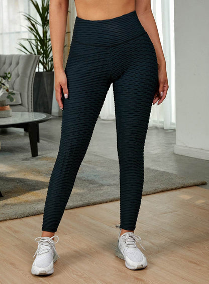 Textured High Waist Active Leggings - MimiStylez