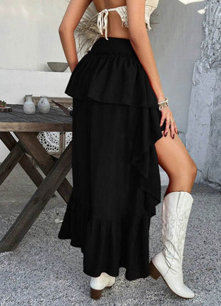 Devine High-Low Ruched Layered Skirt - MimiStylez