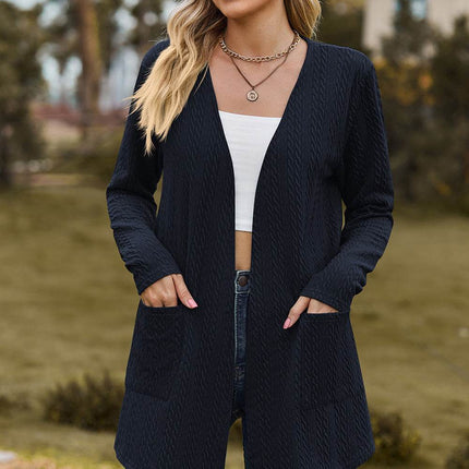 Open Front Long Sleeve Cardigan - MimiStylez