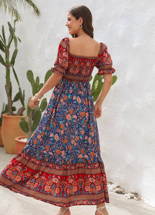 Floral Flounce Sleeve Midi Dress - MimiStylez