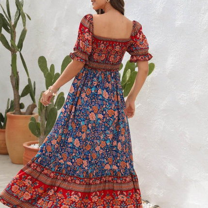 Floral Flounce Sleeve Midi Dress - MimiStylez