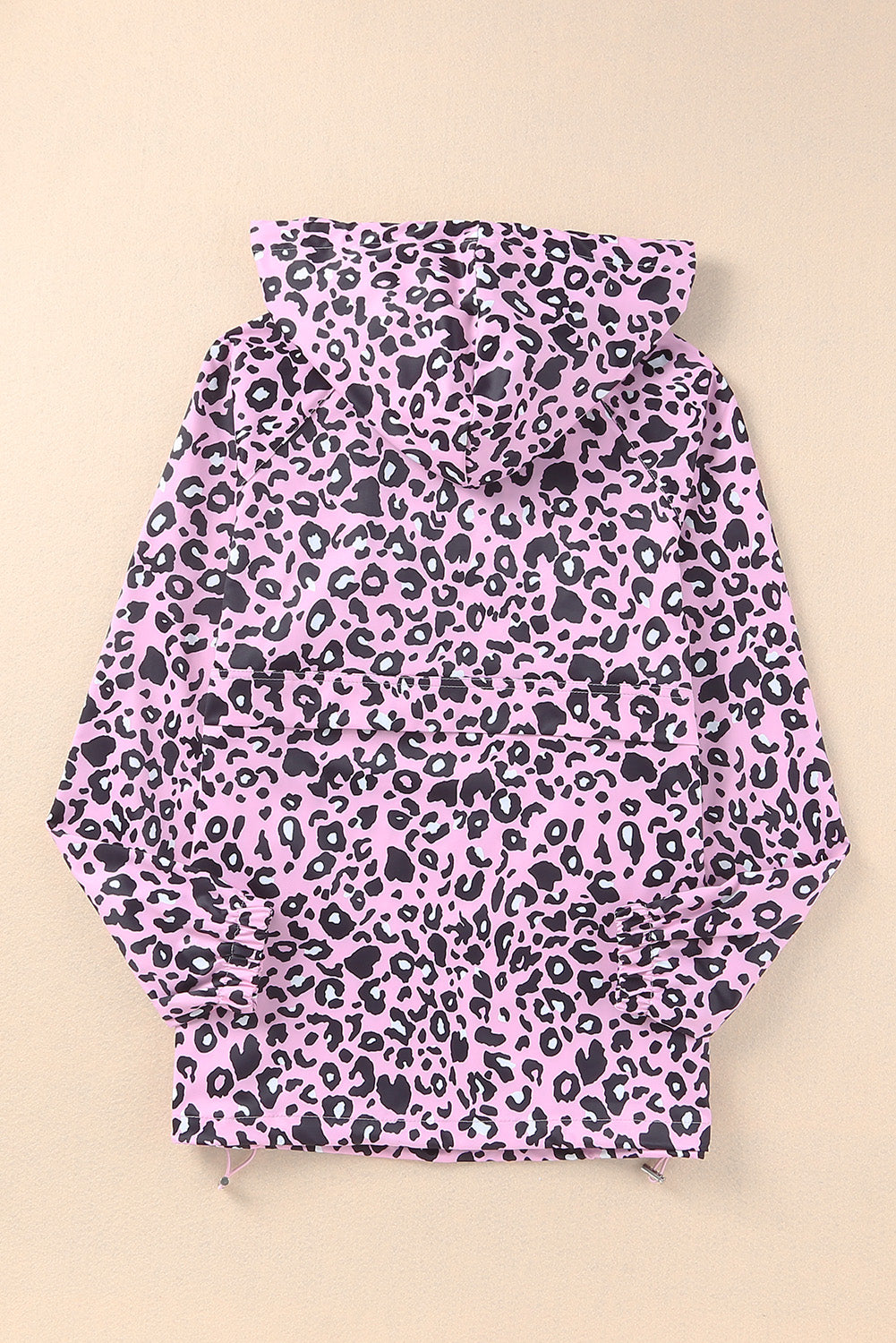 Sudadera con capucha y media cremallera con estampado de leopardo y cordón