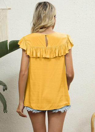 Spliced Lace Ruffled Blouse - MimiStylez