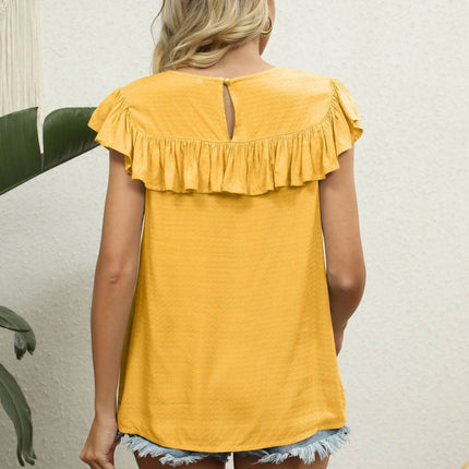 Spliced Lace Ruffled Blouse - MimiStylez