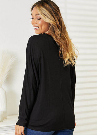 Double Take Seam Detail Round Neck Long Sleeve Top - MimiStylez