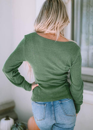 Scoop Neck Long Sleeve Top - MimiStylez