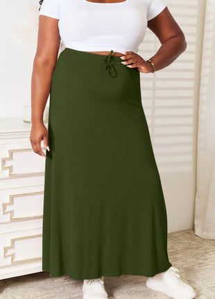 Double Take Full Size Soft Rayon Drawstring Waist Maxi Skirt Rayon - MimiStylez