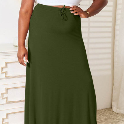 Double Take Full Size Soft Rayon Drawstring Waist Maxi Skirt Rayon - MimiStylez
