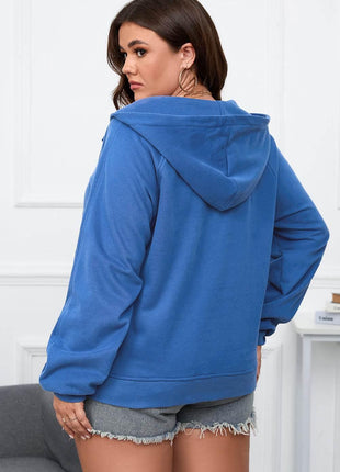 Plus Size Quarter Zip Raglan Sleeve Hoodie - MimiStylez