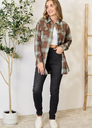 Plaid Dropped Shoulder Shirt - MimiStylez