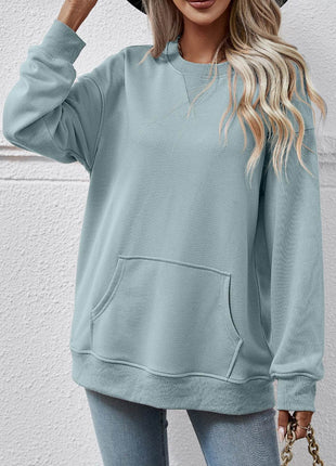 Round Neck Long Sleeve Sweatshirt - MimiStylez