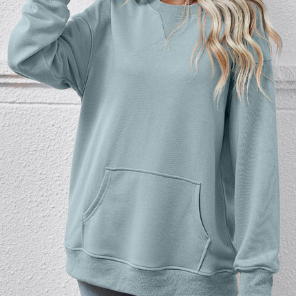 Round Neck Long Sleeve Sweatshirt - MimiStylez
