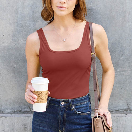 Basic Bae Full Size Square Neck Wide Strap Tank - MimiStylez