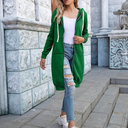Zip-Up Longline Hoodie with Pockets - MimiStylez